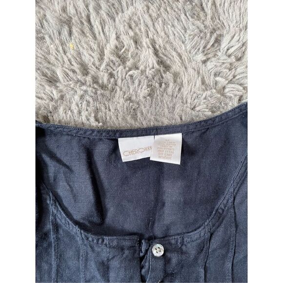 Vintage 90s‎ linen blend navy midi dress size medium - Picture 6 of 8